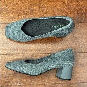 Burudani Women's Gray Knit Heels with Square Toes, Size 7.5